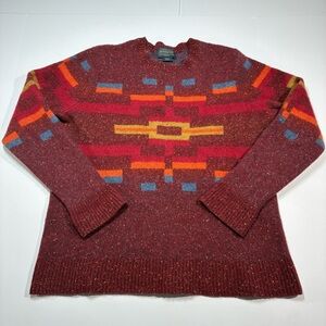 Pendleton Wool Adobe Bricks Crewneck Sweater Southwest Maroon Medium